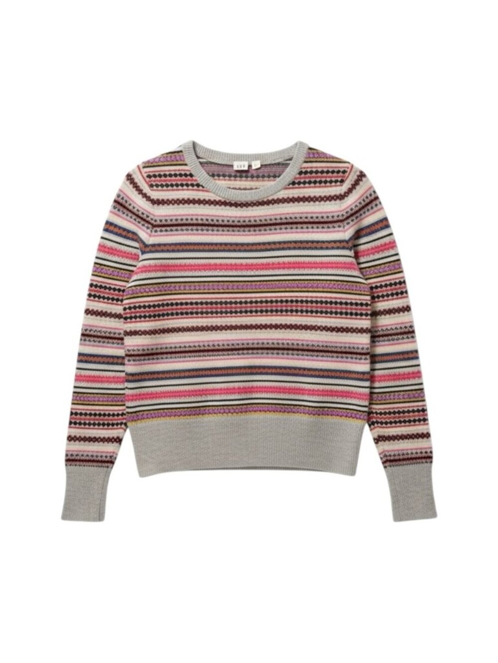 GAP‎ Fair Isle Wool Blend Sweater Small Grey Multicolor Stripe